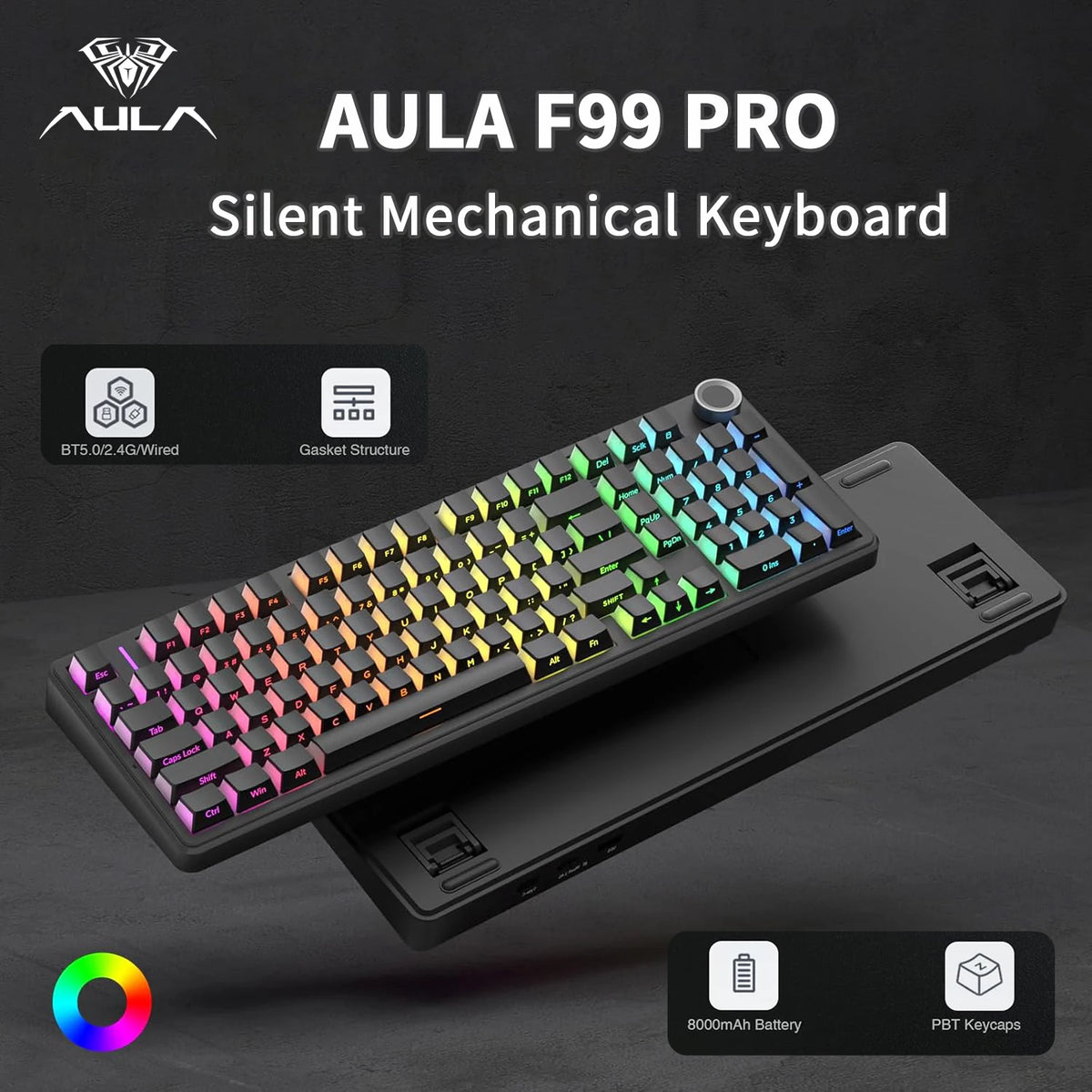 AULA F99 Pro Wireless Silent Mechanical Keyboard with RGB