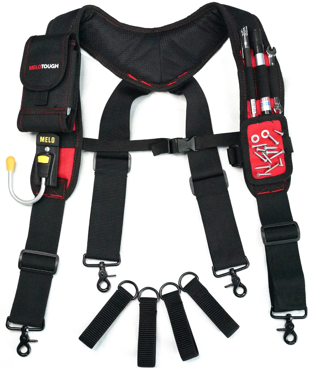 Heavy-Duty Padded Tool Belt Suspenders with Detachable Phone Holder