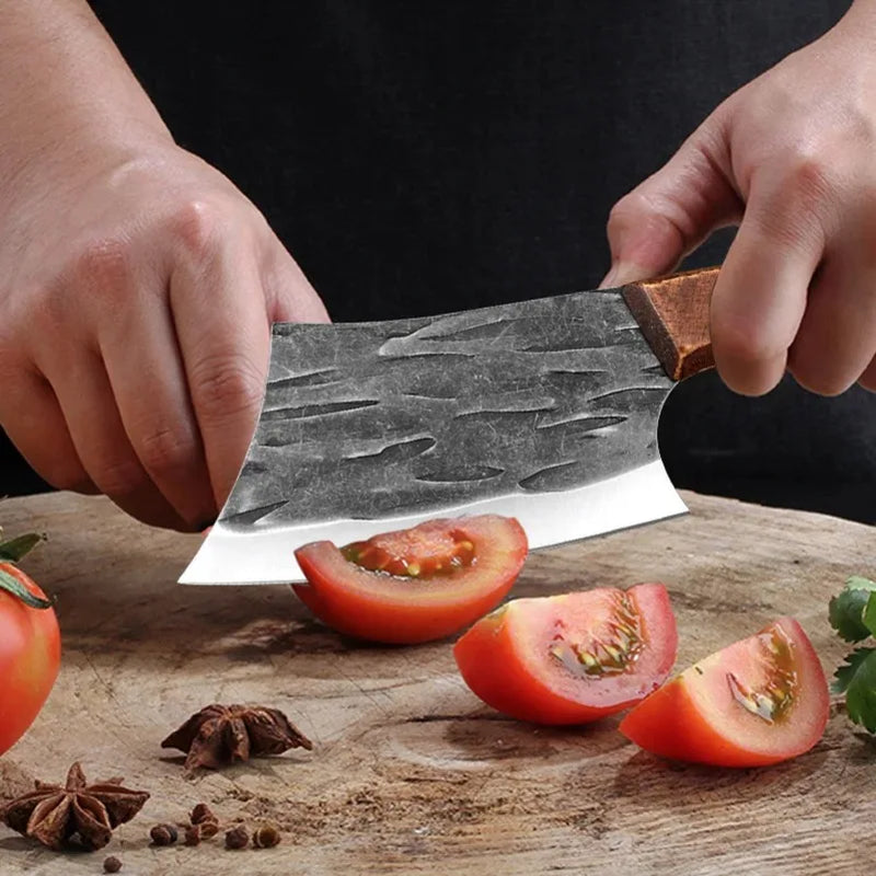 Couteau de Cuisine en Acier Inoxydable avec Manche en Bois