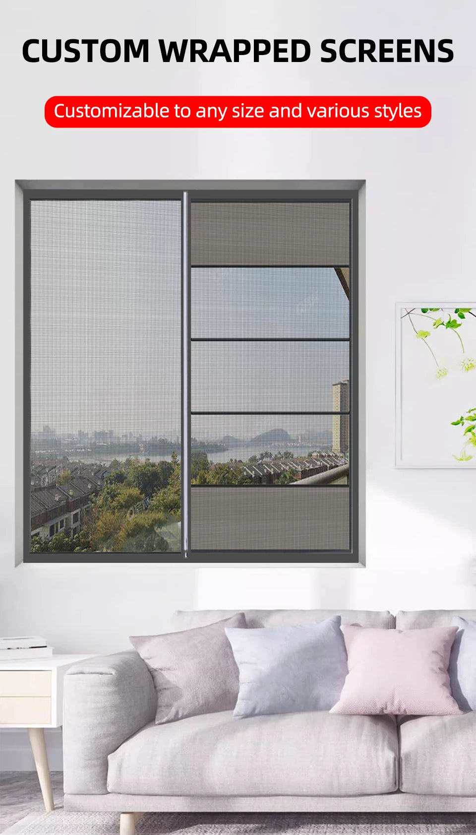 Customizable Fiberglass Window Screen with Easy Velcro Installation