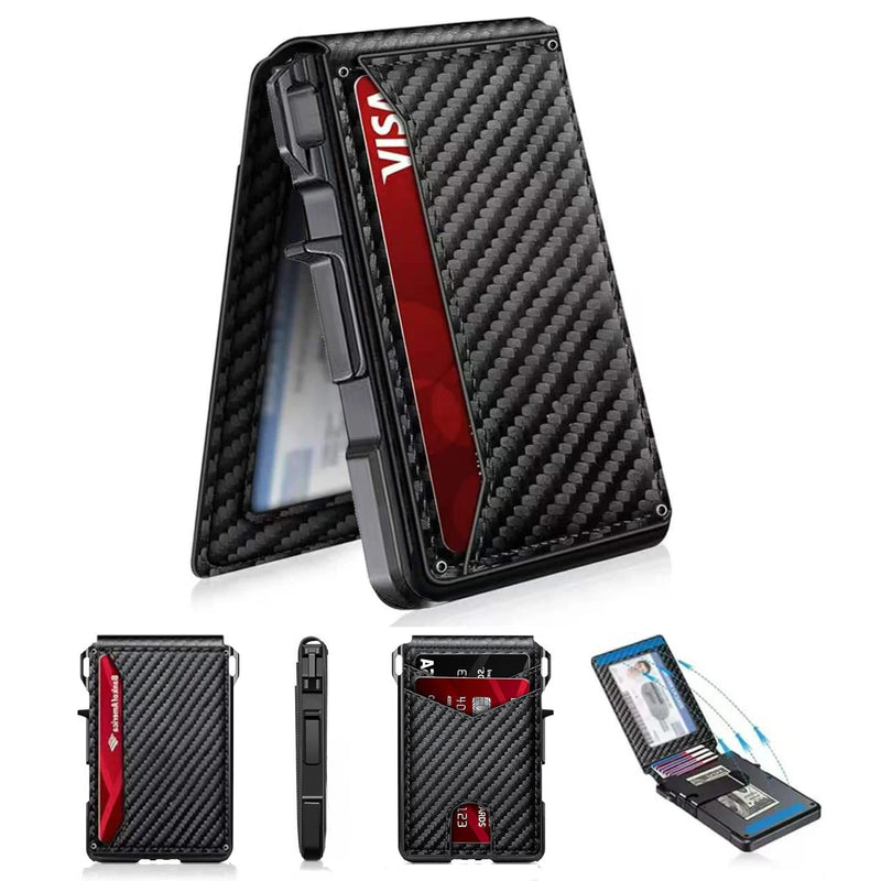 Slim RFID-Blocking Leather Wallet with Magnetic Money Clip