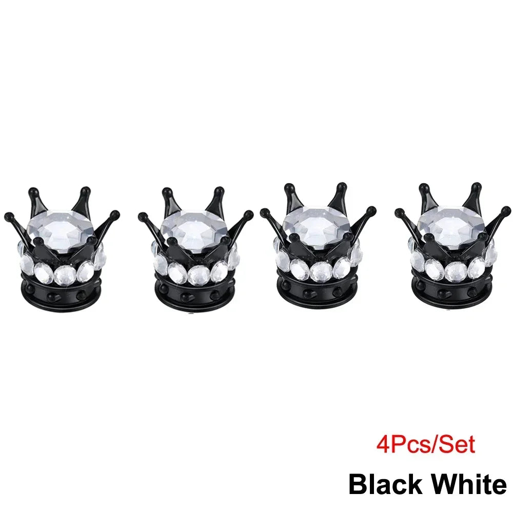 Crystal Crown Tire Valve Caps - Set of 4