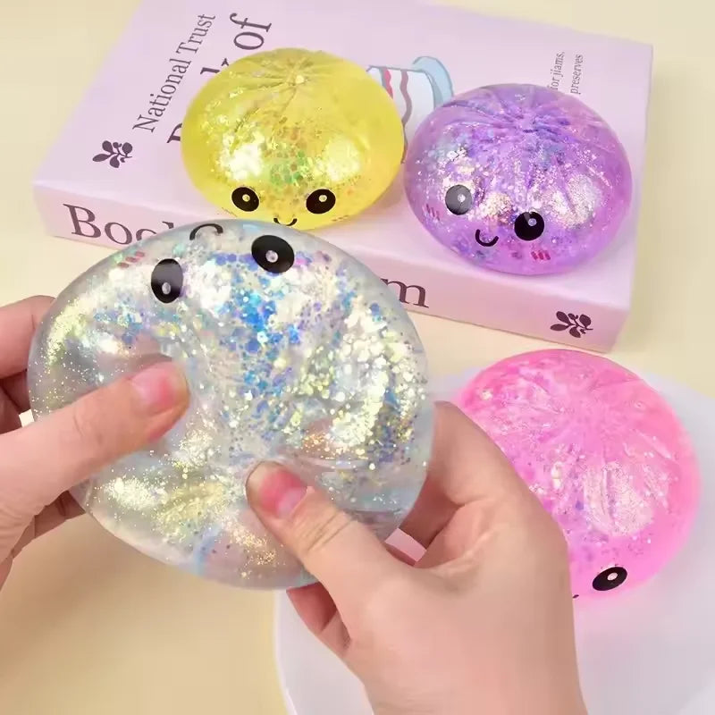 Glitter Bead Steamed Bun Squishy Toy