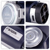 Close-up views of a Farbin air horn kit showing the horn, relay, and harness components.
