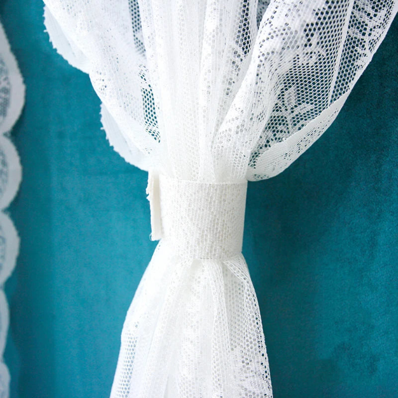 French Lace Sheer Curtains - White Tulle Voile Drapes for Bedroom & Living Room