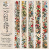 A collection of vintage botanical watercolor illustrations featuring flowers and greenery on Japanese paper.