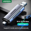 Silberes UGREEN USB3.0 Type-C Kartenleser für 2TB SD und TF Speicherkarten.