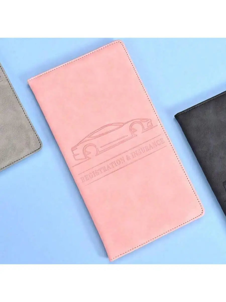 Car Registration & Insurance Card Holder – Leather Document Organizer for Glove Box
