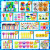 A colorful party pack of sensory fidget toys and stickers for kids, featuring various shapes and animals.
