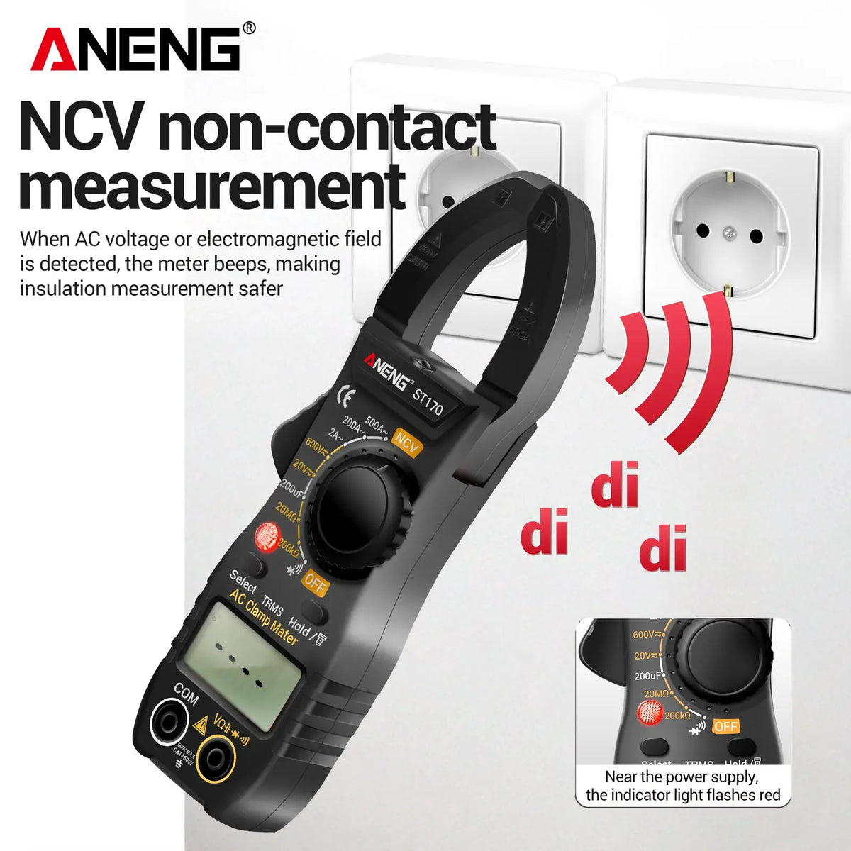 Digital Clamp Meter with Non-Contact Voltage Tester