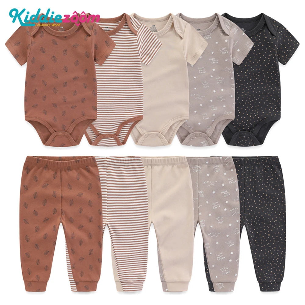 Baby Cotton Bodysuit and Pants Outfit Set (4-Piece)