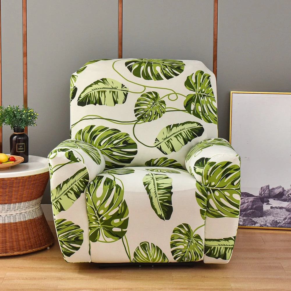Printed Recliner Cover with Side Pocket — 4-Piece Set