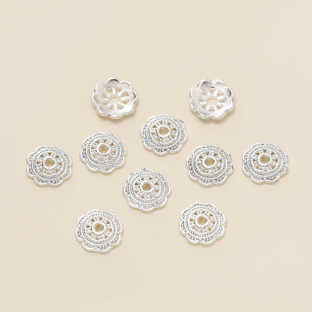 Decorative Flower Bead Caps for Jewelry Making – 50 Pack