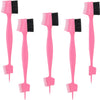 A set of pink edge control brushes with black bristles for hairlines and wigs.