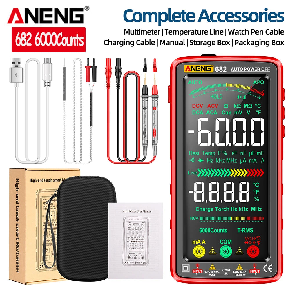 Professional 6000-Count Digital Multimeter with NCV Detection and Rechargeable Battery