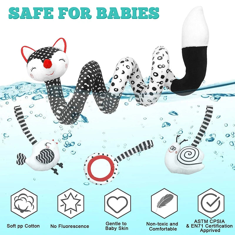 Soft Car Seat & Stroller Toy Set with Mirror, Crinkle, and Squeaky Sounds