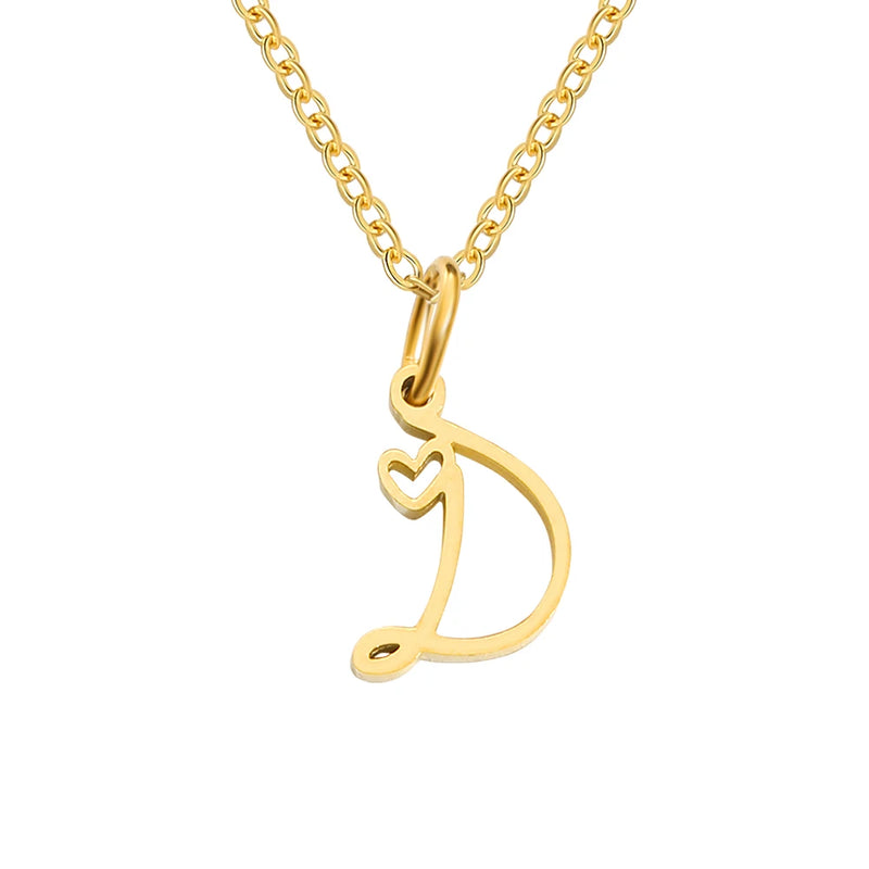 Collier avec Lettre Initiale et Pendentif Cœur