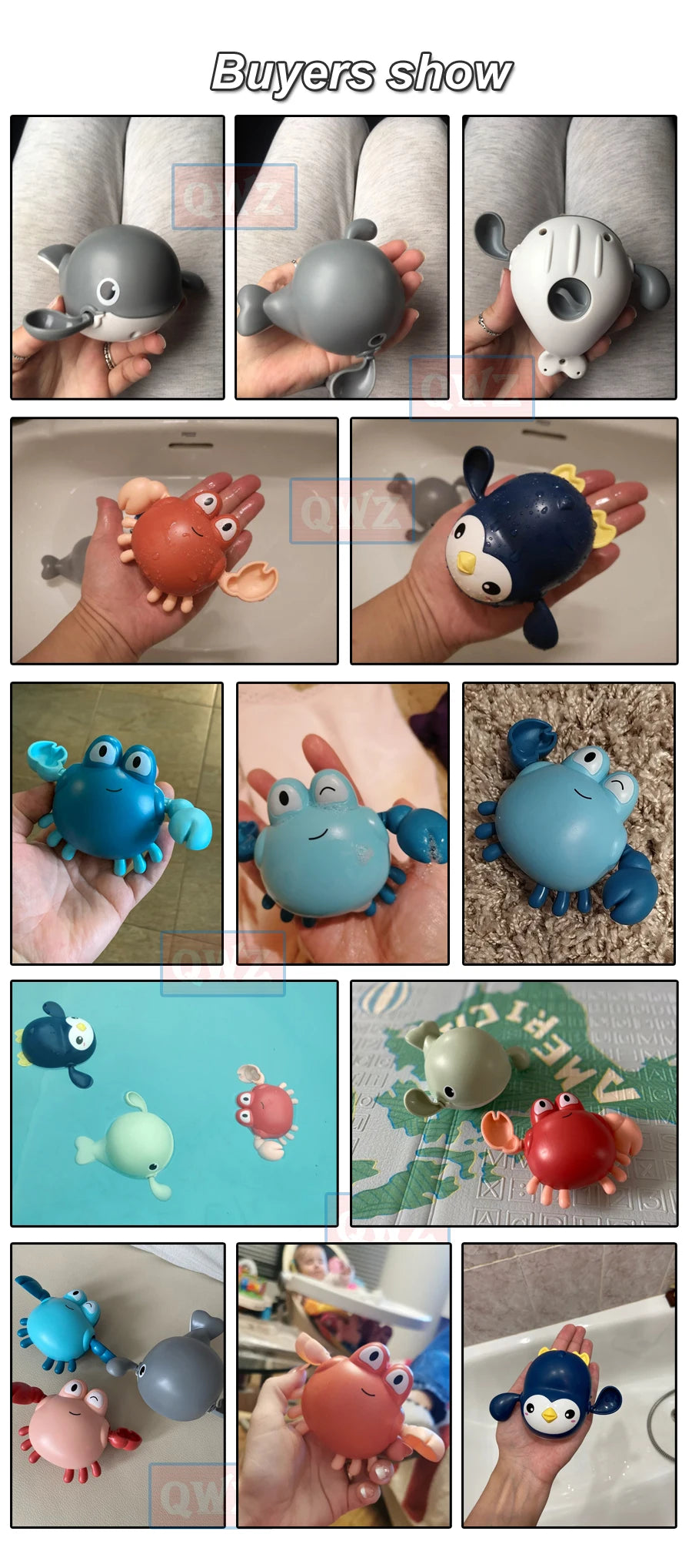 Wind-Up Swimming Animal Bath Toys for Toddlers