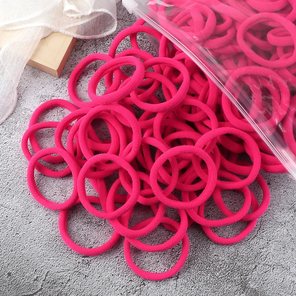 50-Pack Solid Color Elastic Hair Ties for Women & Girls