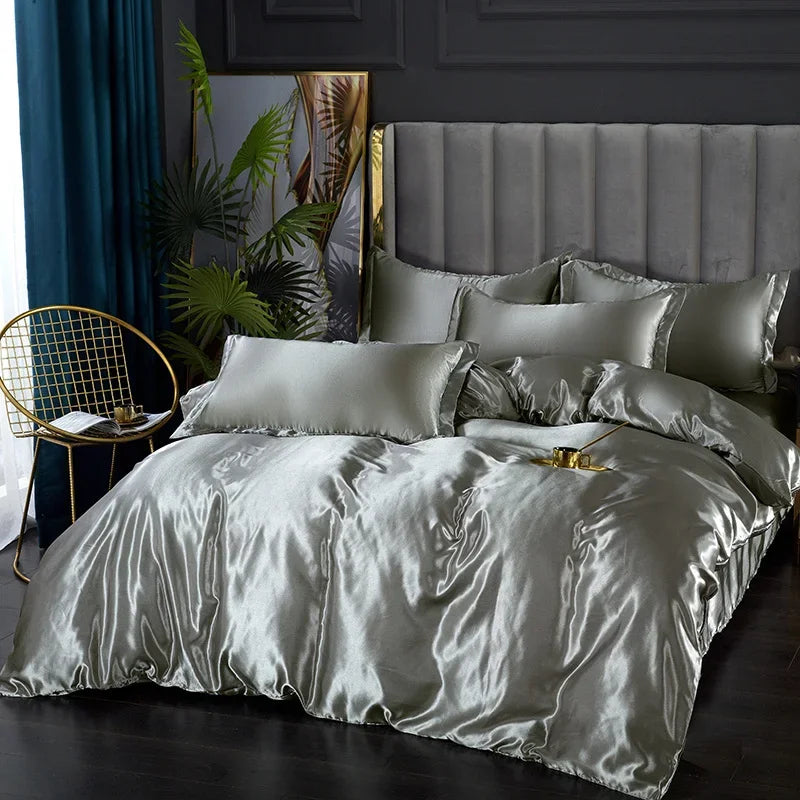 Luxuriöses Satin-Bettwäsche-Set mit Bettbezug