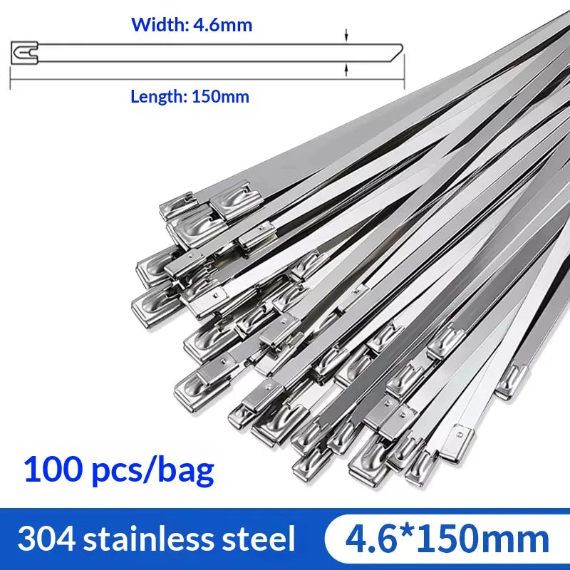 304 Stainless Steel Cable Tie Gun with 100 Metal Zip Ties