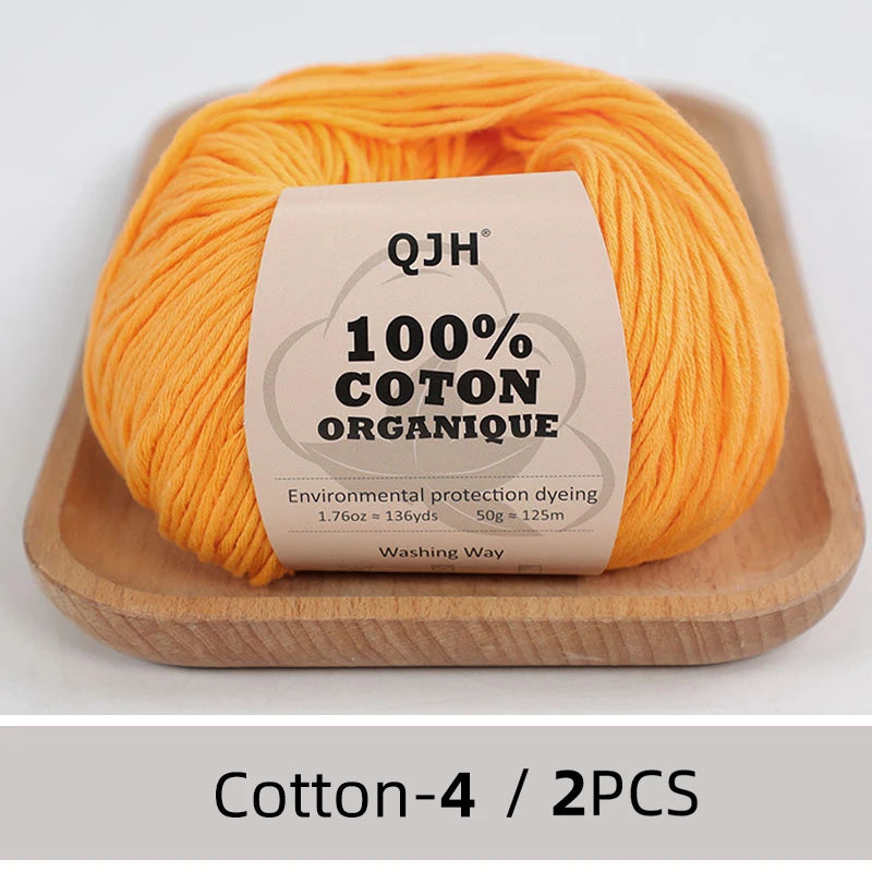 100% Organic Cotton Yarn for Knitting and Crocheting (2-Pack)