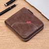 Men's Waxed Leather Bifold Wallet with All-Around Zipper