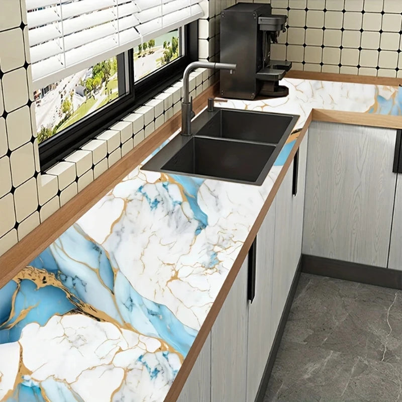 Marble Peel-and-Stick Waterproof Wallpaper for Kitchen & Bathroom