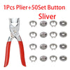 A set of silver pliers and fifty buttons for clothes and DIY projects