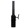A black silent electric acoustic guitar with an active pickup and fretboard visible.