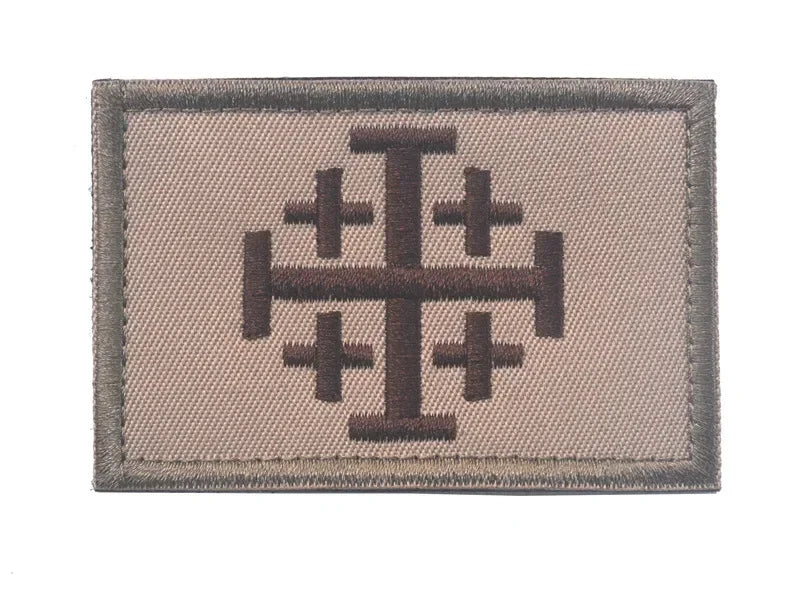 Embroidered Crusader Cross Tactical Patch with Hook and Loop Backing