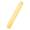 A yellow, elongated portable toothbrush travel case with a smooth, slightly rounded cover.