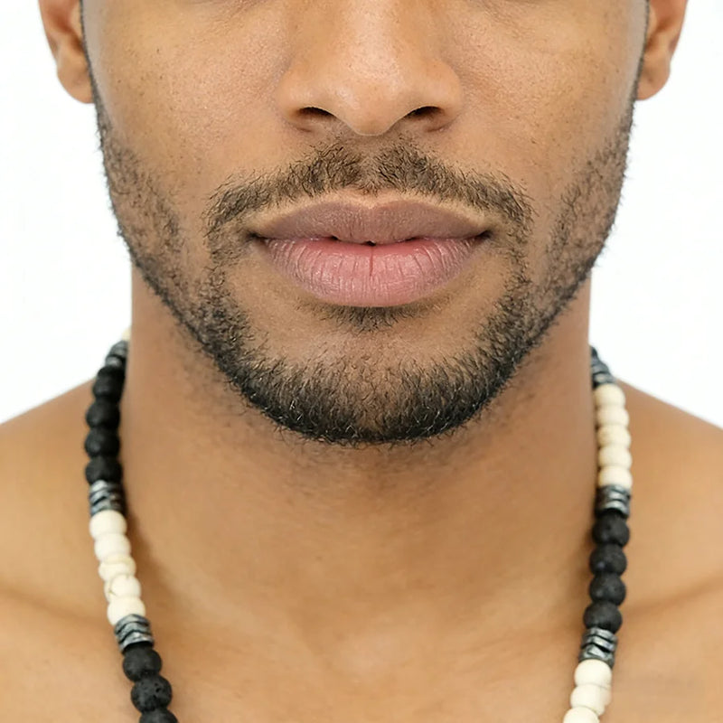 Tiger's Eye & Lava Stone Beaded Necklace