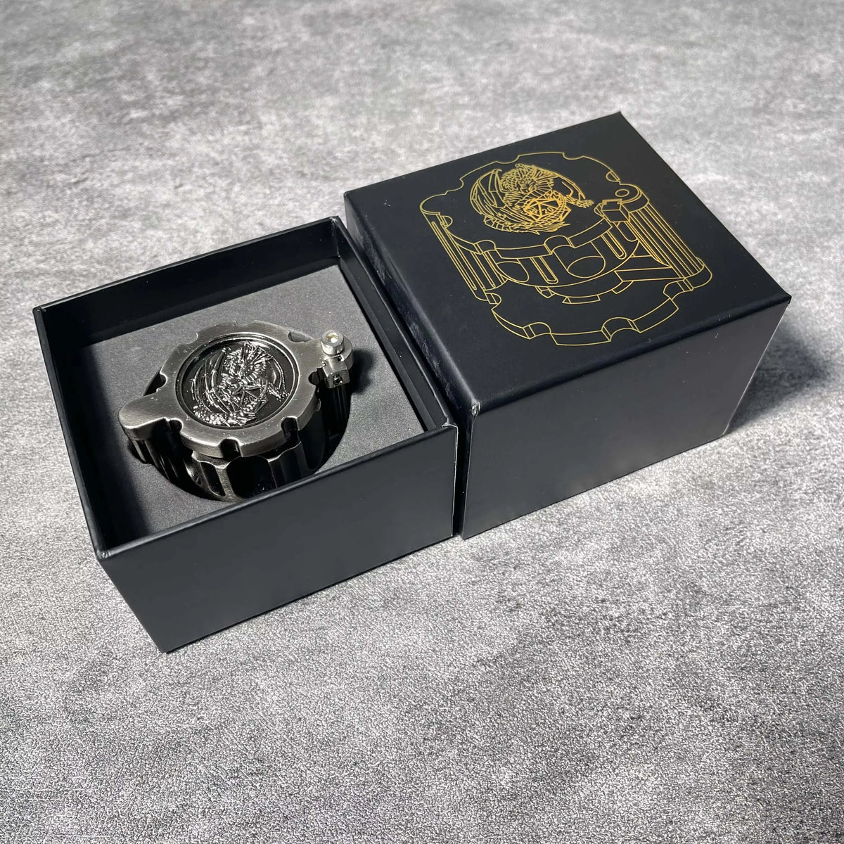 Golden Metal Revolver Dice Set for Tabletop RPGs
