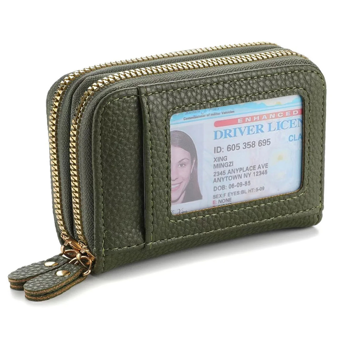 PU Leather Women's Multi-Slot Zipper Wallet Card Holder