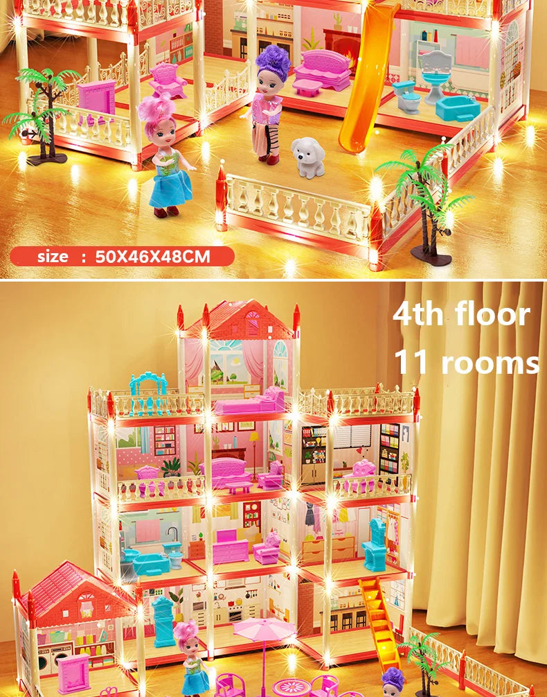 Enchanted Princess Castle DIY Dollhouse with LED Lights