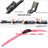 Pink three-layer rubber wiper blade for installation on a rocker arm or wiper interface.