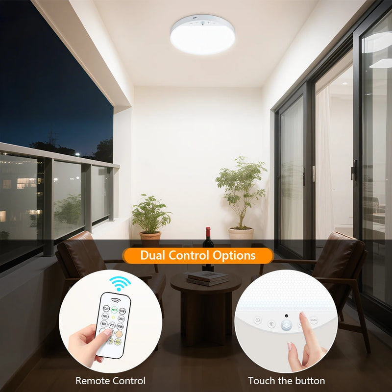 Rechargeable Motion-Sensor Ceiling Light with Remote Control