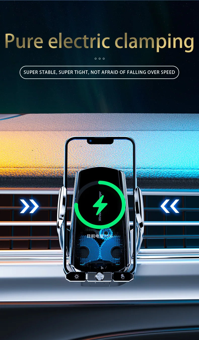 150W Magnetic Wireless Car Charger Mount with Auto-Clamping Cradle