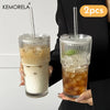 Tumbler en verre rayé de 600 ml avec couvercle