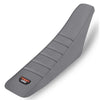 Gray ribbed motorcycle seat cover designed to be waterproof and non-slip