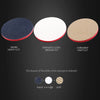Three circular polishing pads are shown: denim heavy cut, synthetic cloth medium cut, and corduroy light cut, demonstrating a