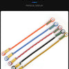 Physical display of various pre-sewn nylon cord loop slings for climbing and rescue.