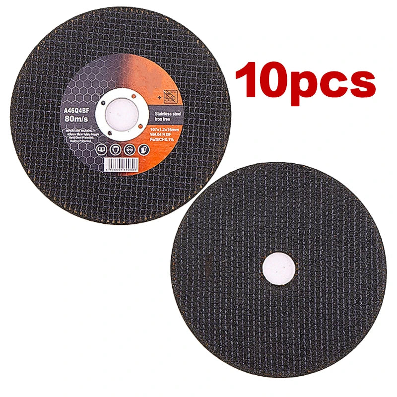 A pack of ten ultra-thin 105mm metal cutting discs for angle grinders.