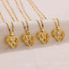 Zircon Flower Heart Initial Necklace