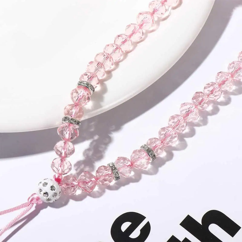 Crystal Bead Phone Lanyard with Wrist Strap