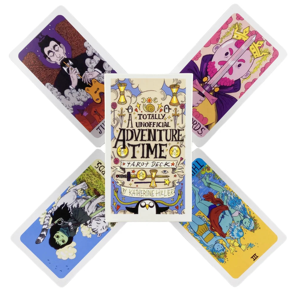 A set of five tarot cards featuring illustrations for divination and meditation