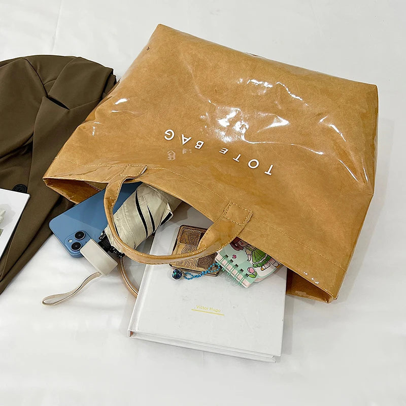 Clear PVC Tote Bag with Letter Print