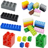 A collection of colorful, chunky building blocks in various colors and shapes.