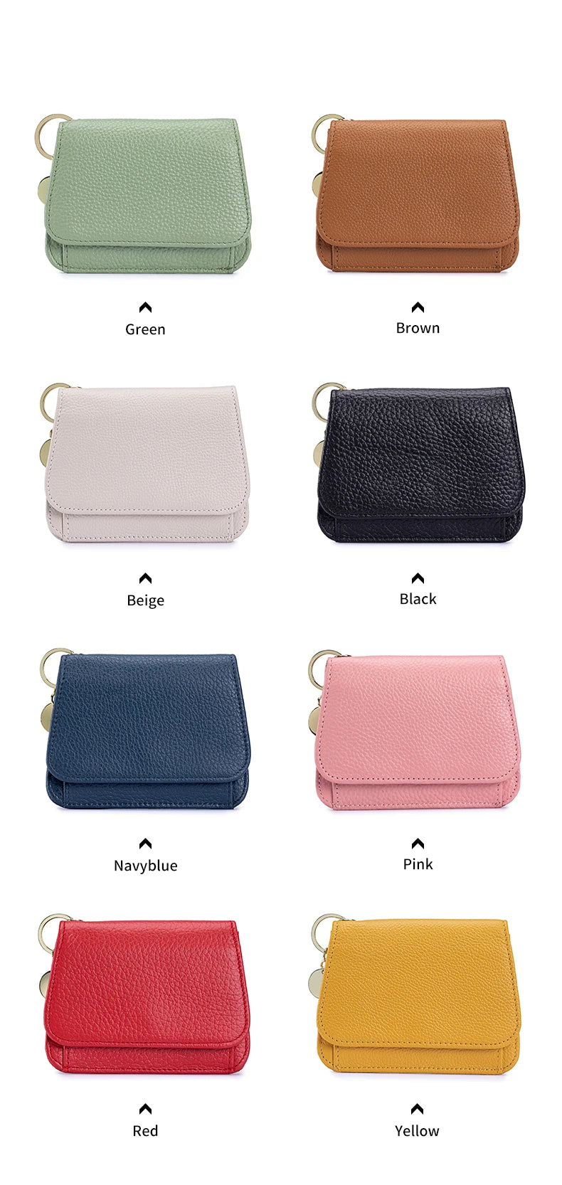 Women's RFID-Blocking Leather Wallet with Keychain and Coin Pocket